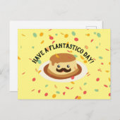 Funny haben Flantastico Day Flan mit Mustache Postkarte (Vorne/Hinten)