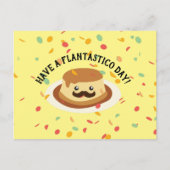Funny haben Flantastico Day Flan mit Mustache Postkarte (Vorderseite)