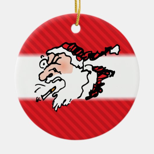 Funny Hackin Smoker Santa Ornament (Vorne)