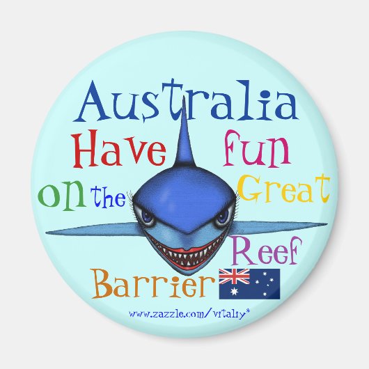 Funny Hai Australia Great Barrier Reef Magnet (Vorne)
