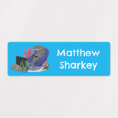 Funny Hai fernsehen Cartoon personalisiert Etiketten (Design 1)