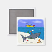Funny Hai Fischen Cartoon Kühlschrank Magnet (Vorderseite/Rückseite)