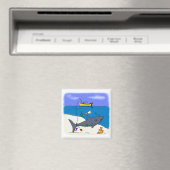 Funny Hai Fischen Cartoon Kühlschrank Magnet (In Situ (Geschirrspüler))