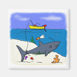 Funny Hai Fischen Cartoon Kühlschrank Magnet