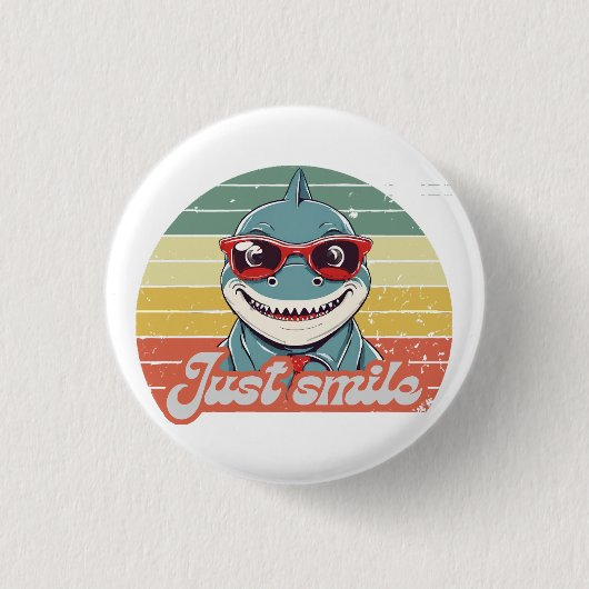 Funny Hai laden Sie zum Lächeln ein Button (Vorderseite)