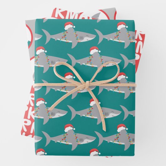 Funny Hai Weihnachtswrapping Paper Sheet Set Geschenkpapier Set (Beispiel)