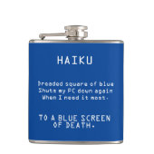 Funny Haiku zum blauen Bildschirm des Todes Flachmann (Vorderseite)