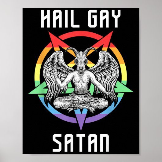 Funny Hail Gay Satan Lgbt Goth Gay Pride Baphomet Poster (Vorne)