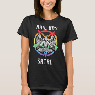 Funny Hail Gay Satan LGBT Goth Gay Pride Baphomet T-Shirt