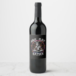 Funny Hail Gay Satan LGBT Goth Gay Pride Baphomet Weinetikett