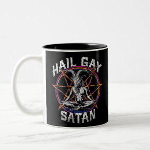 Funny Hail Gay Satan LGBT Goth Gay Pride Baphomet Zweifarbige Tasse