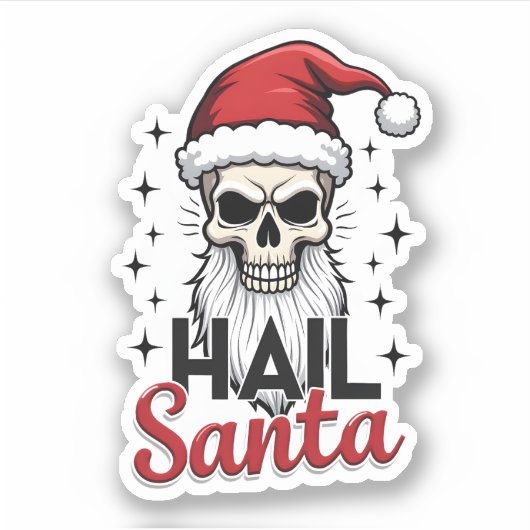 Funny Hail Santa Claus Skull Skeleton Antichrist C Aufkleber (Vorderseite)