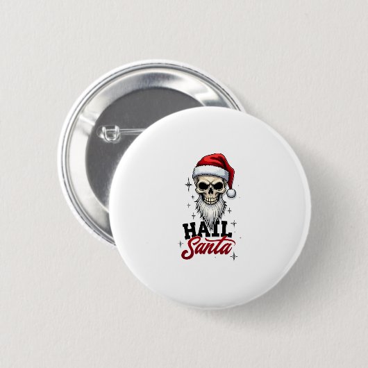 Funny Hail Santa Claus Skull Skeleton Antichrist C Button (Vorne & Hinten)
