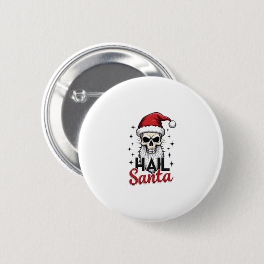 Funny Hail Santa Claus Skull Skeleton Antichrist C Button (Vorne & Hinten)