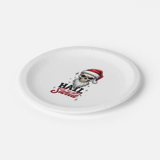 Funny Hail Santa Claus Skull Skeleton Antichrist C Pappteller (Schrägansicht)