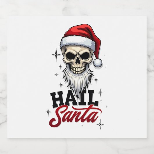 Funny Hail Santa Claus Skull Skeleton Antichrist C Schaumweinetikett (Einzelnes Label)