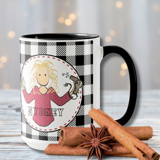 Funny Hair Stylist Beautician Blonde Cartoon Gesch Tasse