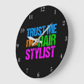 Funny Hair Stylist Große Wanduhr (Winkel)