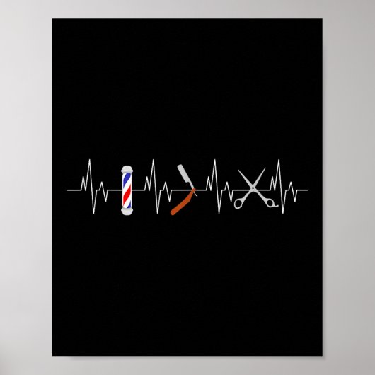 Funny Haircut Barber Pole Comb Blade Beard Heartbe Poster (Vorne)