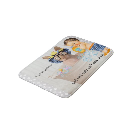 Funny Hairless Cat Bath Mat Badematte (Schrägansicht)