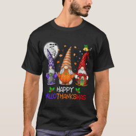 Funny Hallothanksmas Gnomes Happy Hallowthanksmas T-Shirt