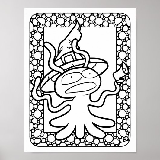 Funny Halloween Alien Coloring Page Poster (Vorne)