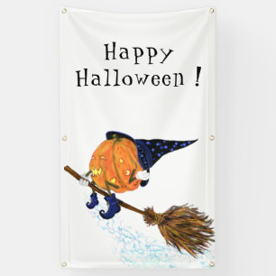Funny Halloween Banner Hexenkürbis
