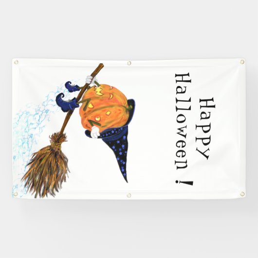 Funny Halloween Banner Hexenkürbis (Horizontal)