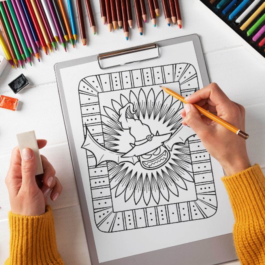 Funny Halloween Bat Coloring Page Poster