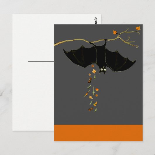 Funny Halloween Bat Postkarte (Vorne/Hinten)