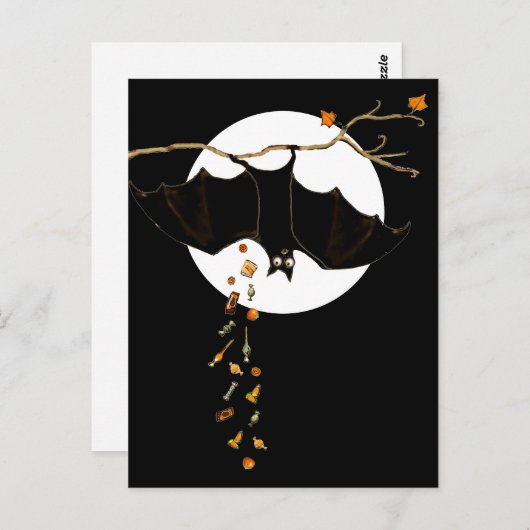 Funny Halloween Bat Postkarte (Vorne/Hinten)