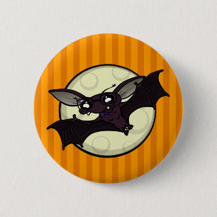 FUNNY HALLOWEEN BAT ROUND BUTTON
