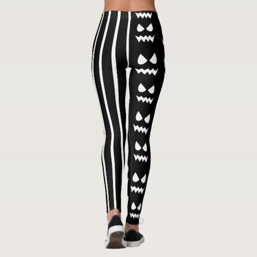 Funny Halloween Beängstigend Pumpkin Face Schwarz- Leggings (Rückseite)