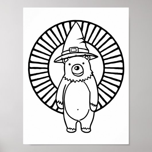 Funny Halloween Bear Coloring Page Poster (Vorne)