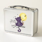 Funny Halloween Black Cat and Magical Moon Metall Brotdose (Rückseite)