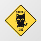Funny Halloween Black Cat Crossing Sign Fensteraufkleber (Blatt)