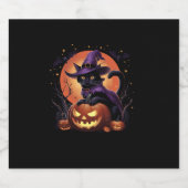 Funny Halloween Black Cat Pumpkin Kostüm Katze Lie Schaumweinetikett (Einzelnes Label)