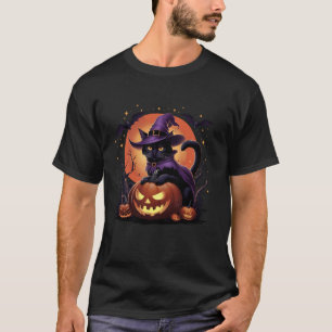 Funny Halloween Black Cat Pumpkin Kostüm Katze Lie T-Shirt