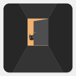 Funny Halloween Black Cat Quadratischer Aufkleber