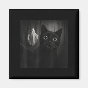 Funny Halloween Black Cat Selfie mit Soky Ghost C Magnet