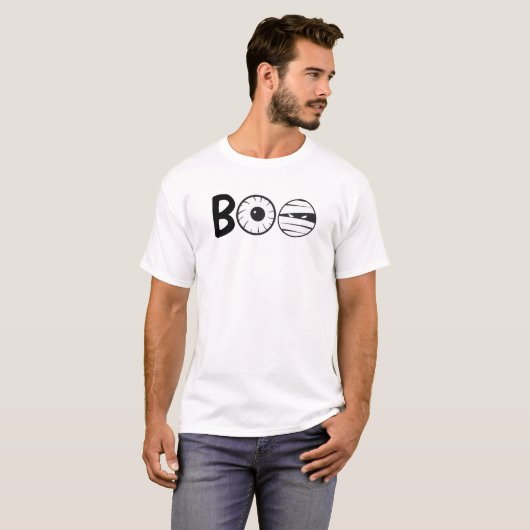 Funny Halloween BOO Augenbinde Gesicht T-Shirt (Vorne ganz)