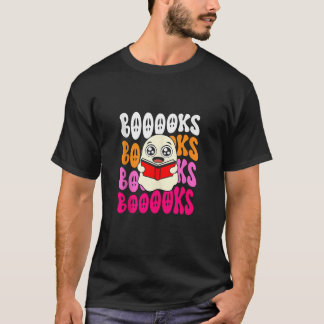 Funny Halloween Booooks Ghost Reading Library Book T-Shirt