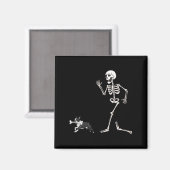 Funny Halloween Boston Terrier and Skeleton Magnet (Vorderseite/Rückseite)