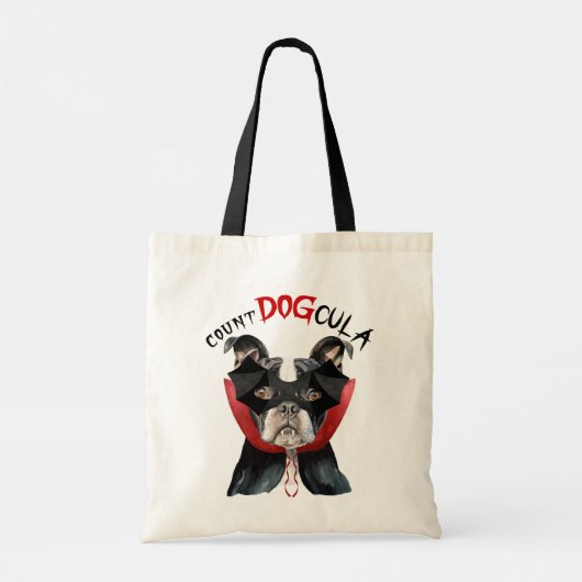 Funny Halloween Boston Terrier Dog Trick oder Trea Tragetasche (Rückseite)