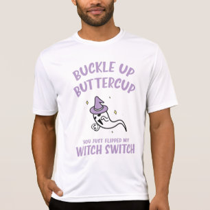 Funny Halloween Buckle Up Buttercup Hexenschalter T-Shirt