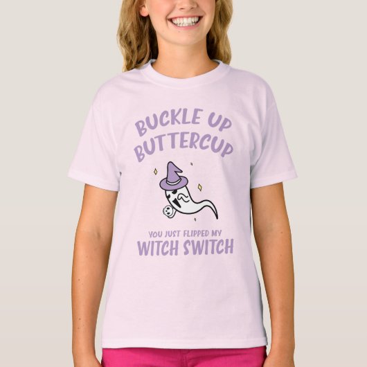 Funny Halloween Buckle Up Buttercup Hexenschalter T-Shirt (Vorderseite)