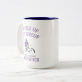 Funny Halloween Buckle Up Buttercup Hexenschalter Zweifarbige Tasse (Vorderseite Links)