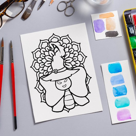 Funny Halloween Butterfly Coloring Page Poster