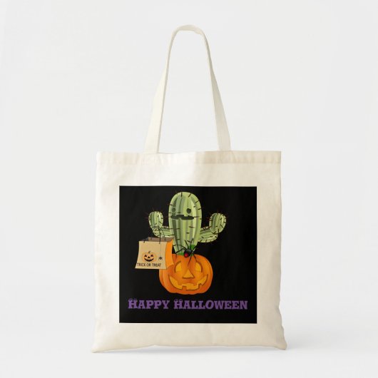 Funny Halloween Cactus Trick oder Treat Tragetasche (Vorne)