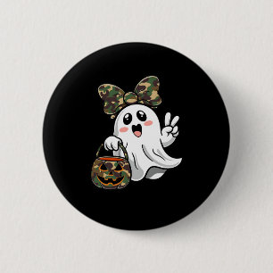 Funny Halloween Camouflage Camouflage Ghost Hello Button